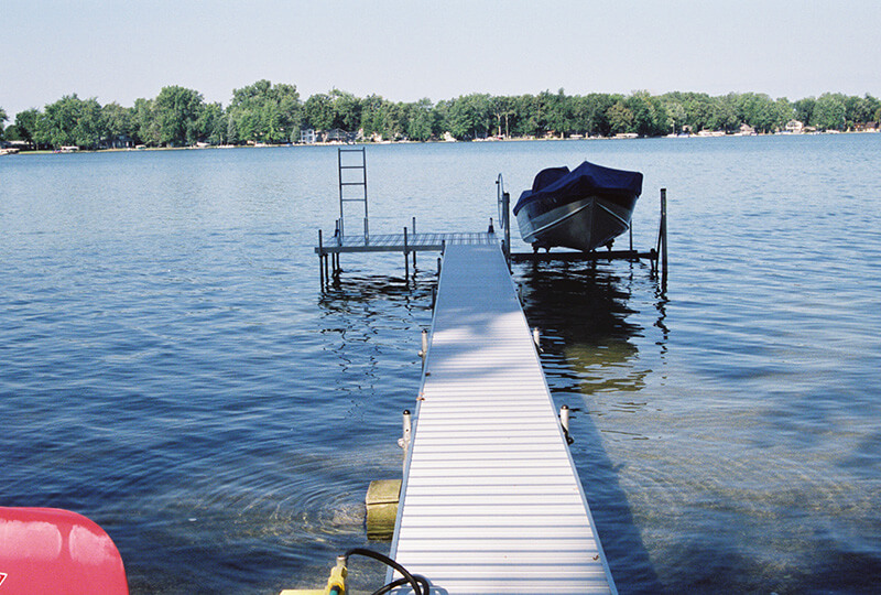 Boat docked in the evening